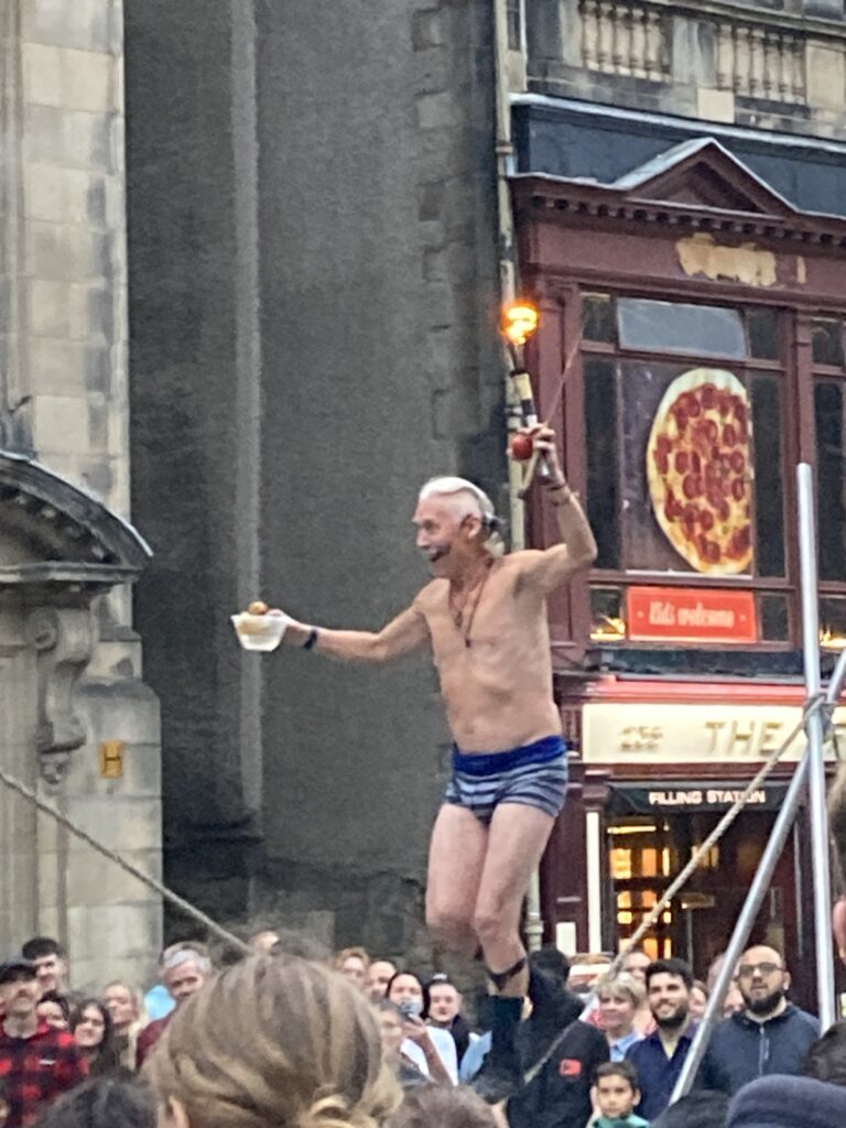 Street performer on the Royal Mile Edinburgh