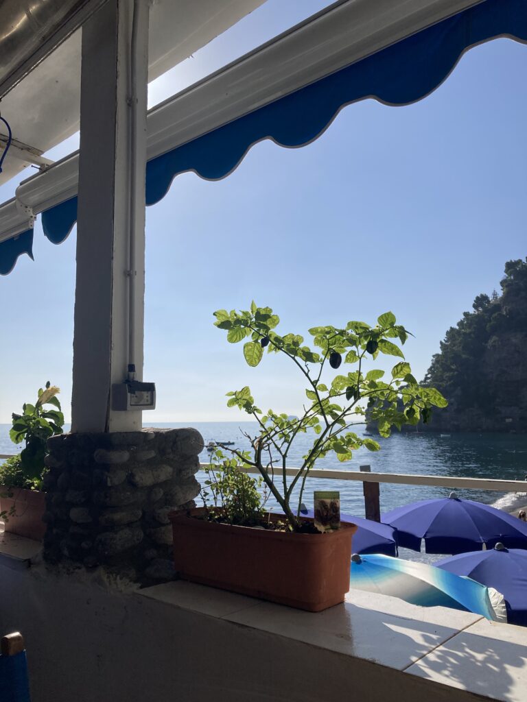 View from café at Fornillo Beach Positano