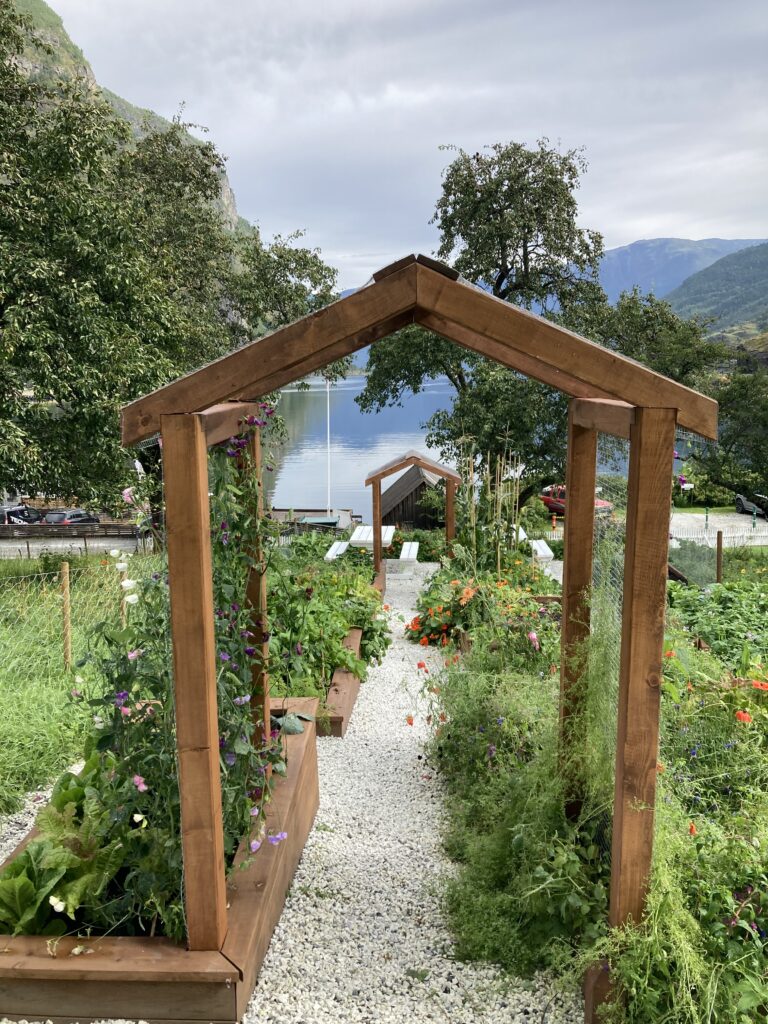View from Fjord Farm Flam with kids